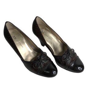 ANN KLEIN  WOMEN BROWN‎ LEATHER PUMP SHOES SIZE 6M